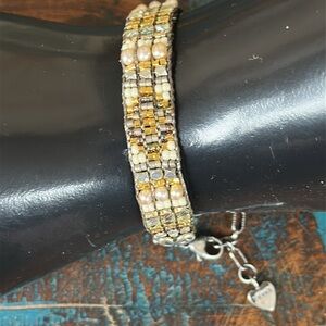 Adonnah Langer Chili Rose woven beaded bracelet. New in box from Sundance.